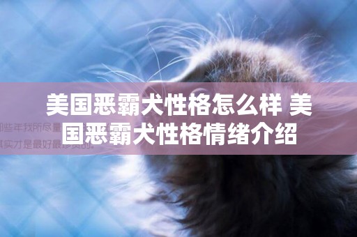 美国恶霸犬性格怎么样 美国恶霸犬性格情绪介绍