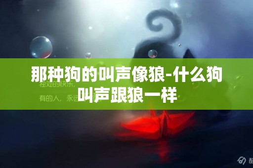 那种狗的叫声像狼-什么狗叫声跟狼一样