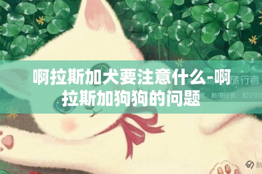 啊拉斯加犬要注意什么-啊拉斯加狗狗的问题