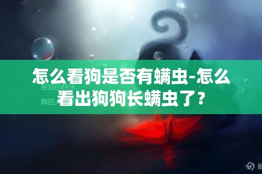 怎么看狗是否有螨虫-怎么看出狗狗长螨虫了？