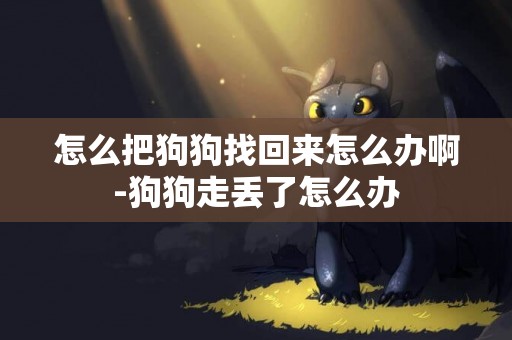 怎么把狗狗找回来怎么办啊-狗狗走丢了怎么办